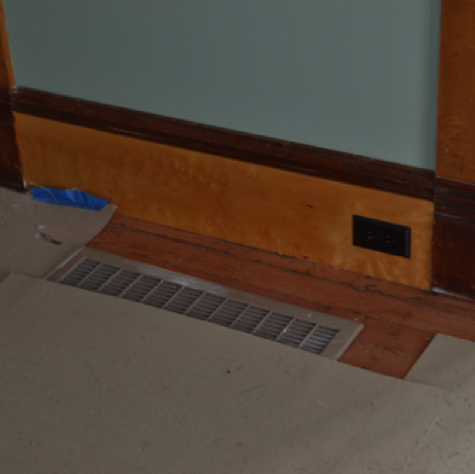Central parlor new baseboard before Central parlor new baseboard before